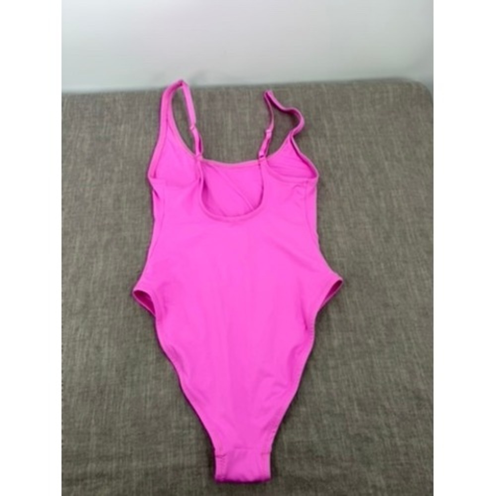 Skims Recycled Swim Scoop Neck One Piece Swimsuit Neon Orchid Size S Small NWT - Picture 2 of 5